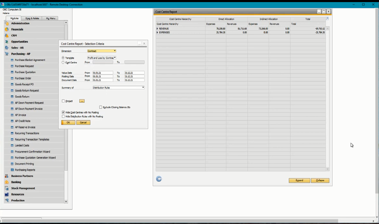 Build your very own cost center report with SAP Business One