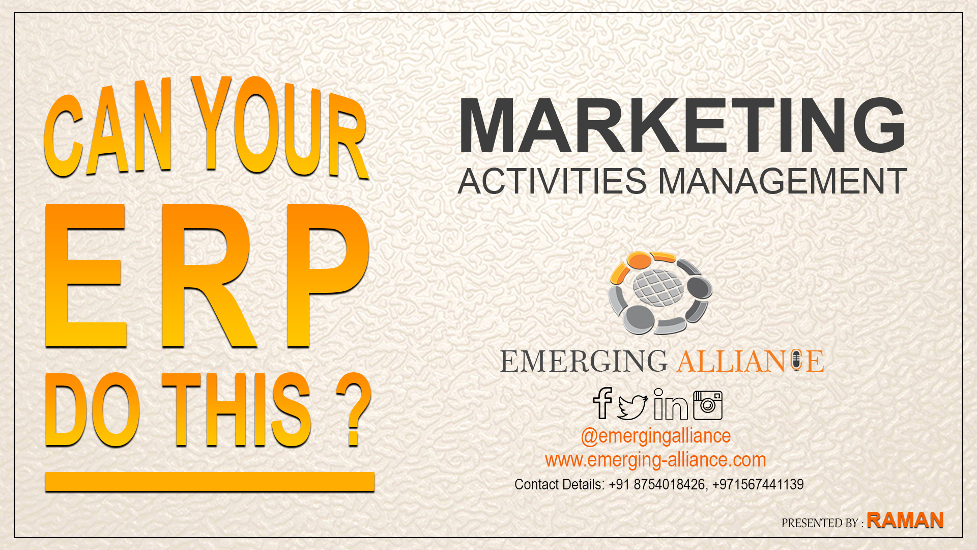 MARKETING ACTIVITES MANAGEMENT WITH ERP