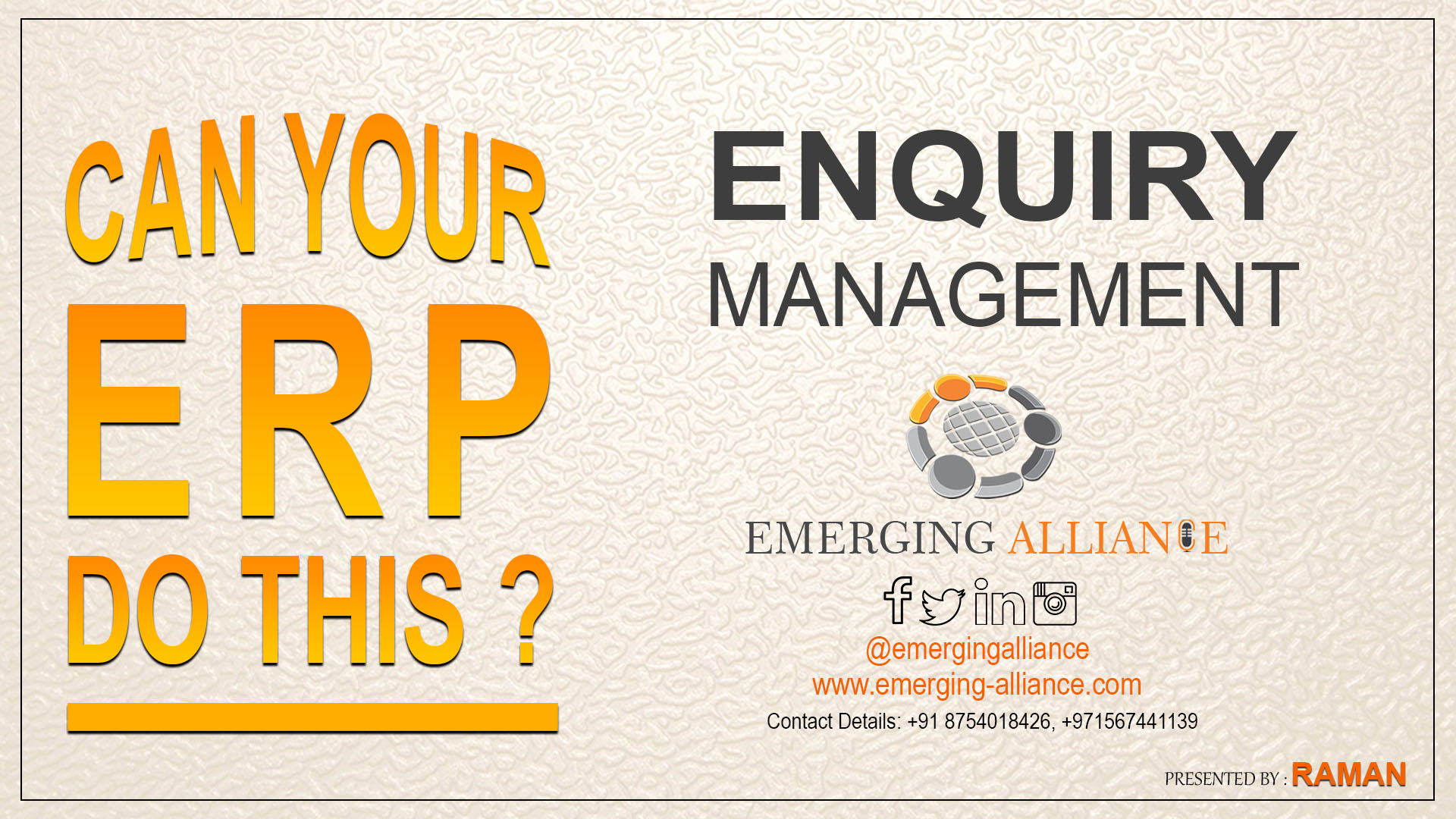 enquiry management with erp