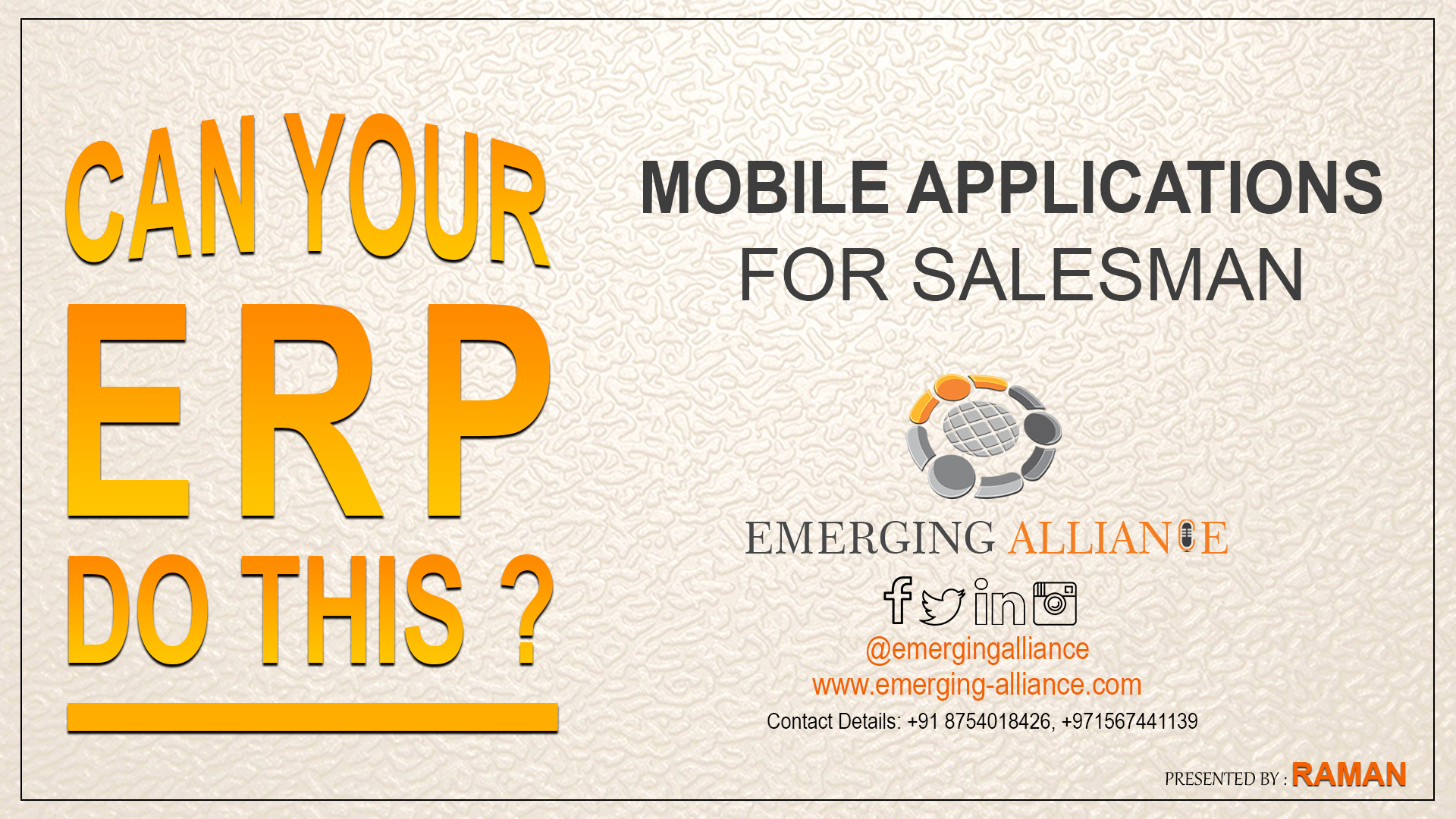 mobile applications for salesman with erp