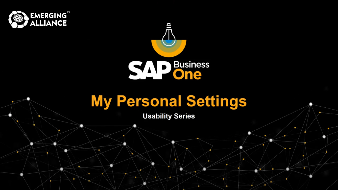 PERSONAL SETTING in SAP Business One