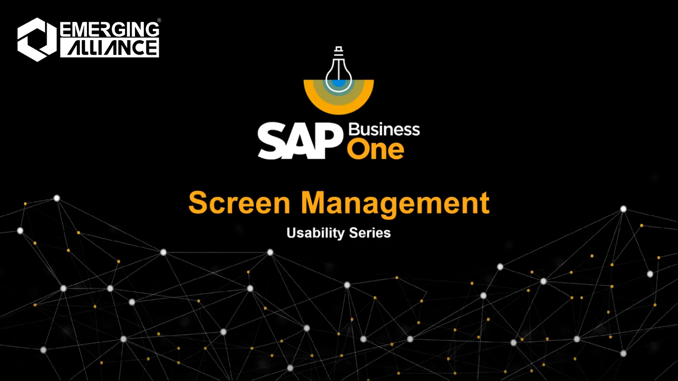 usability series Screen Management - SAP Business One