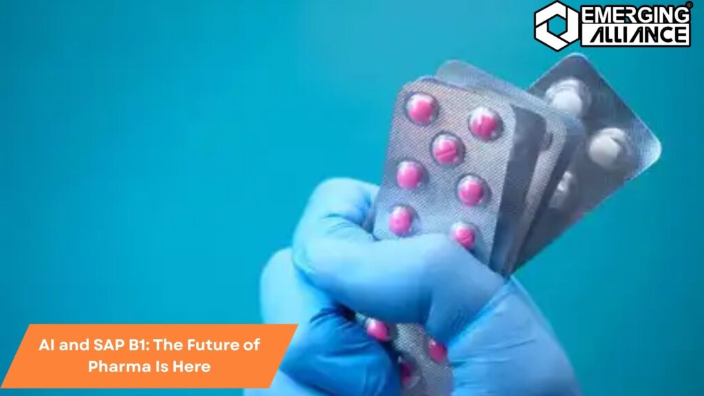 AI-powered SAP B1 dashboard transforming pharma and life sciences operations in a modern laboratory setting.