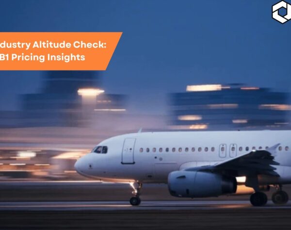 Airline industry aircraft with data overlay representing SAP B1 pricing insights and cost optimization.