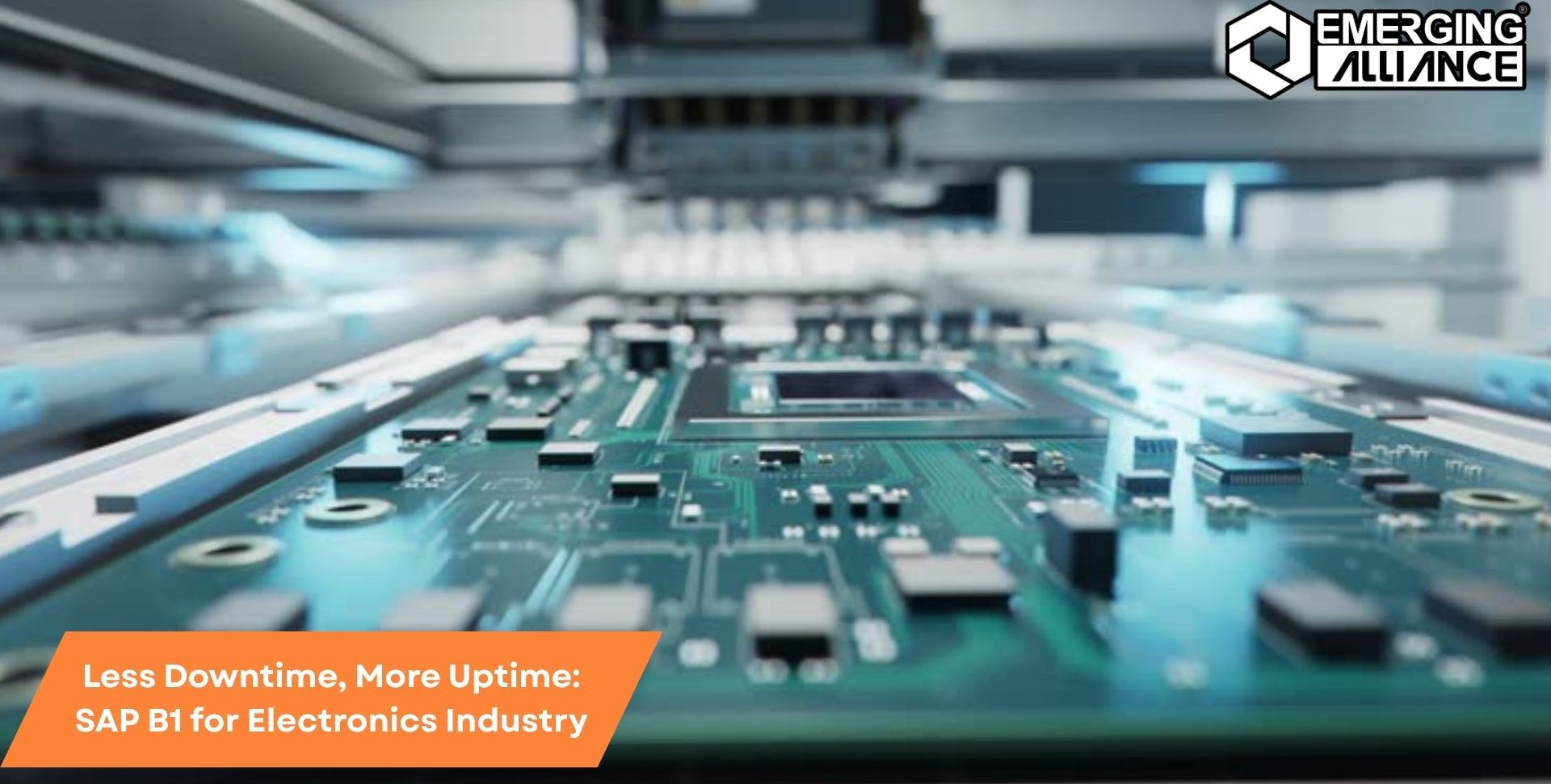 Factory floor with electronics equipment running efficiently using SAP B1 ERP software