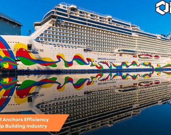 Engineers using SAP B1 software in a shipyard to streamline ship building processes and improve operational efficiency.