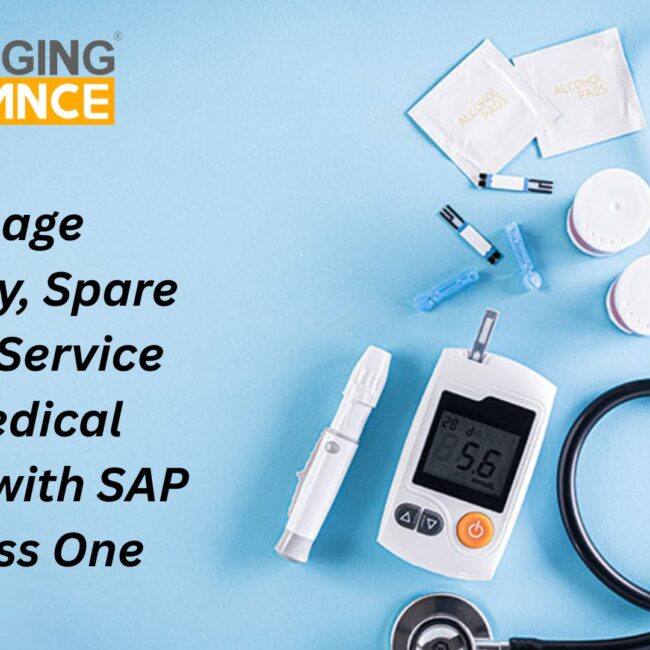 Dashboard view of SAP Business One tracking medical device warranties, spare parts, and after-sales service.