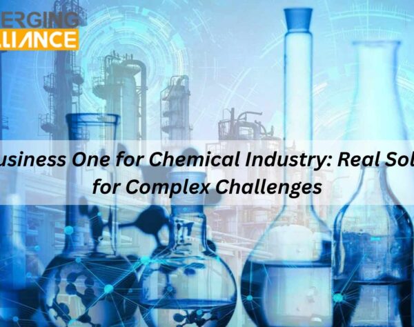 SAP Business One for Chemical Industry interface showing production, inventory, and compliance management