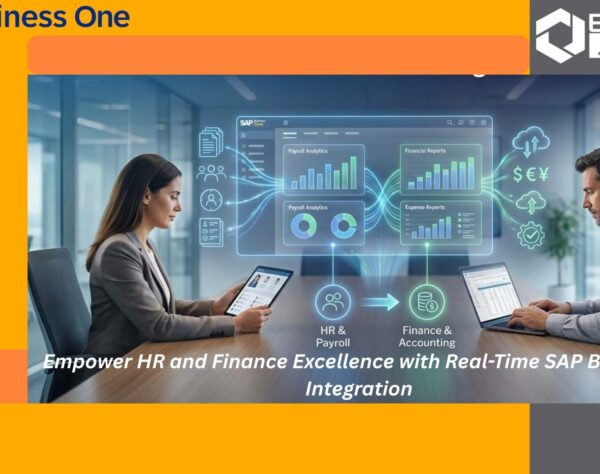 SAP B1-HRMS & Payroll system showing HR and finance integration dashboard