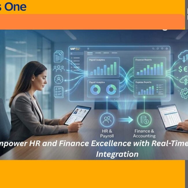 SAP B1-HRMS & Payroll system showing HR and finance integration dashboard