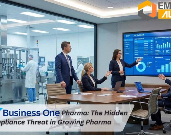 SAP B1 Pharma dashboard showing batch tracking, quality management, and real-time pharma reporting