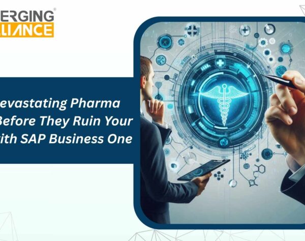 SAP Business One Pharma software dashboard showing batch tracking, quality management, and cost control