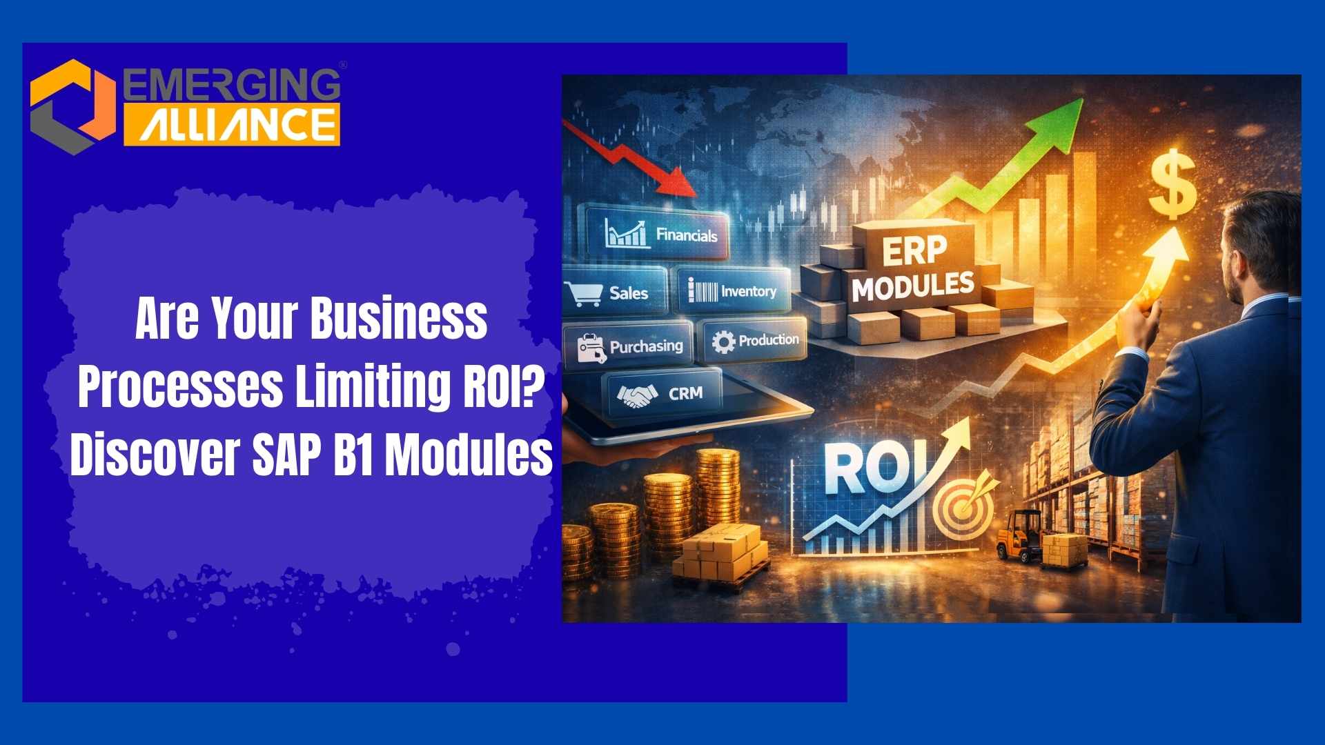 SAP Business One modules dashboard showing finance, inventory, and analytics for ERP ROI optimization