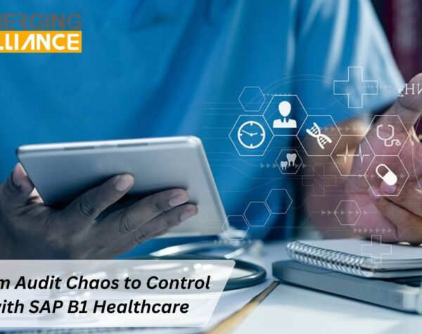 SAP Business One healthcare dashboard showing batch tracking, audit trails, and compliance reporting