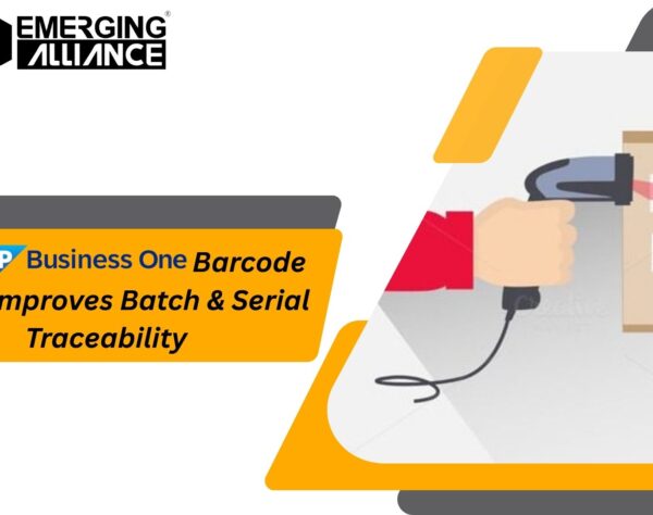SAP B1 barcode scanning system showing batch and serial inventory traceability in warehouse operations