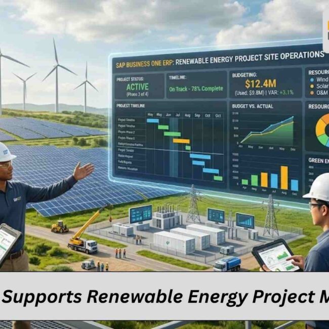 SAP B1 dashboard managing renewable energy projects and assets efficiently