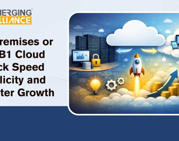 Comparison of SAP Business One Cloud ERP and on-premise SAP B1 highlighting speed, scalability, and complexity differences