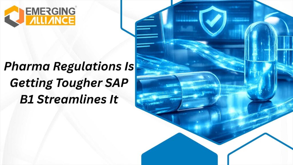 SAP Business One for pharma industry showing batch traceability, compliance management, inventory control, and manufacturing operations.