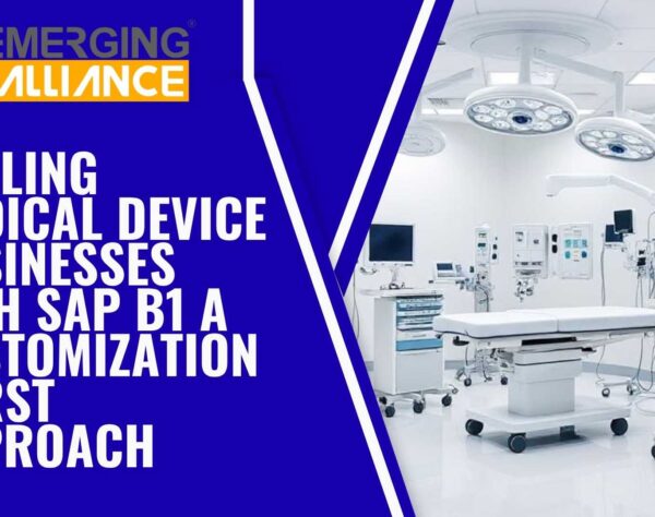 SAP B1 medical equipment ERP showing compliance tracking, inventory, and service management dashboards