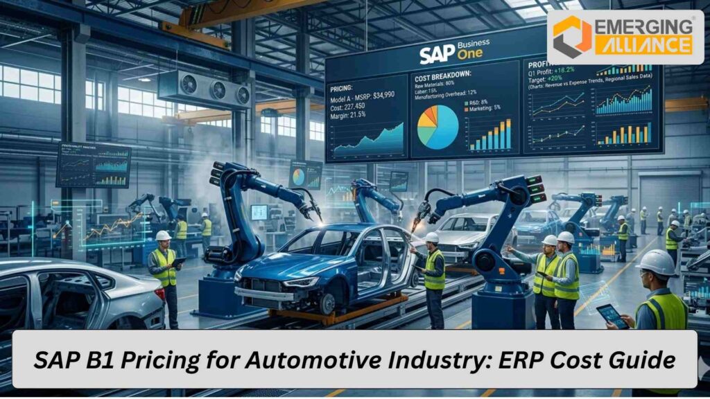 SAP Business One ERP dashboard for automotive industry pricing and cost management overview