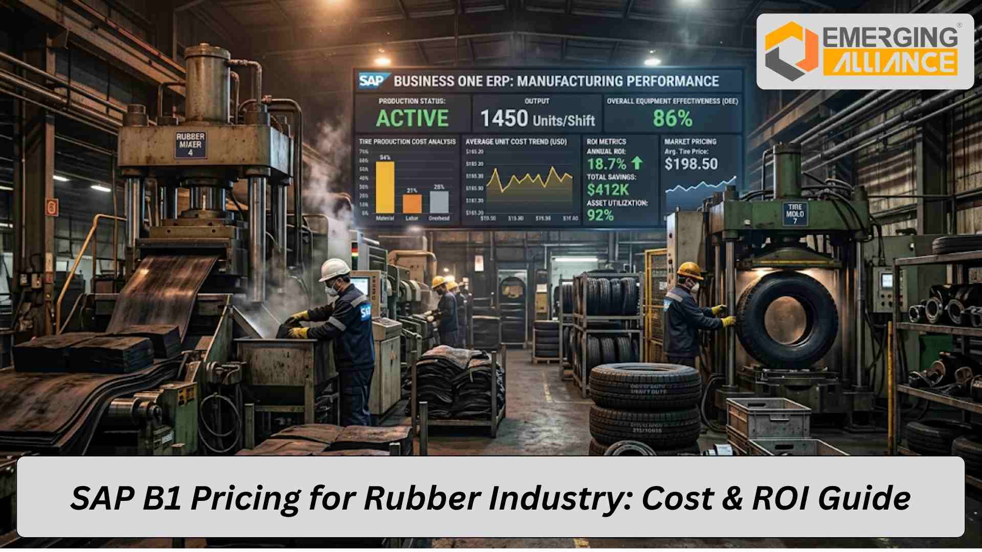 SAP Business One pricing for rubber industry showing ERP cost, modules, and ROI benefits