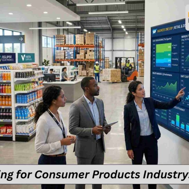 SAP B1 pricing overview for consumer products industry showing ERP cost, licenses, and features