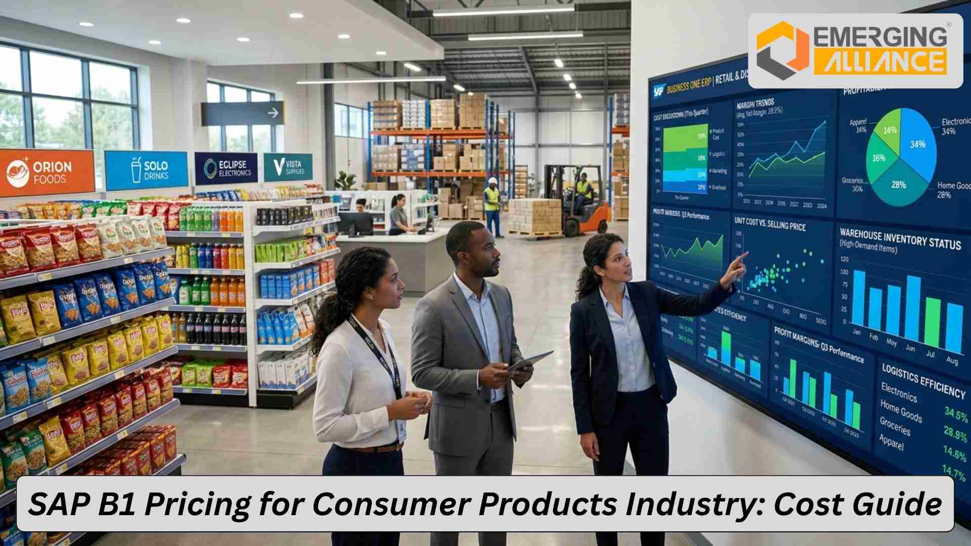 SAP B1 pricing overview for consumer products industry showing ERP cost, licenses, and features