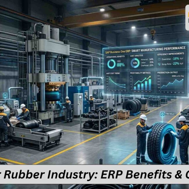 SAP Business One dashboard managing rubber industry production and inventory efficiently