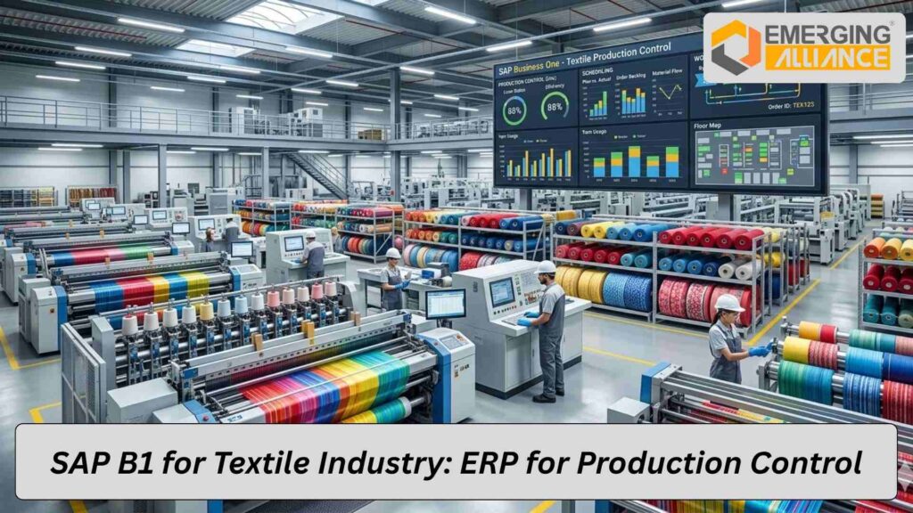 SAP B1 for Textile Industry dashboard showing production and inventory management system