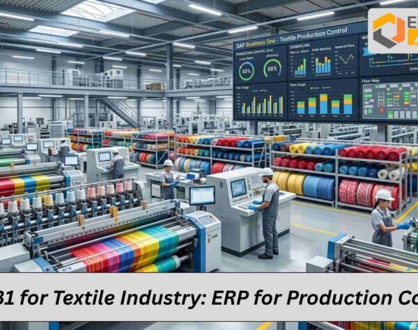 SAP B1 for Textile Industry dashboard showing production and inventory management system