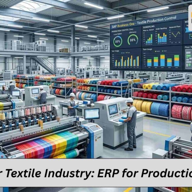 SAP B1 for Textile Industry dashboard showing production and inventory management system