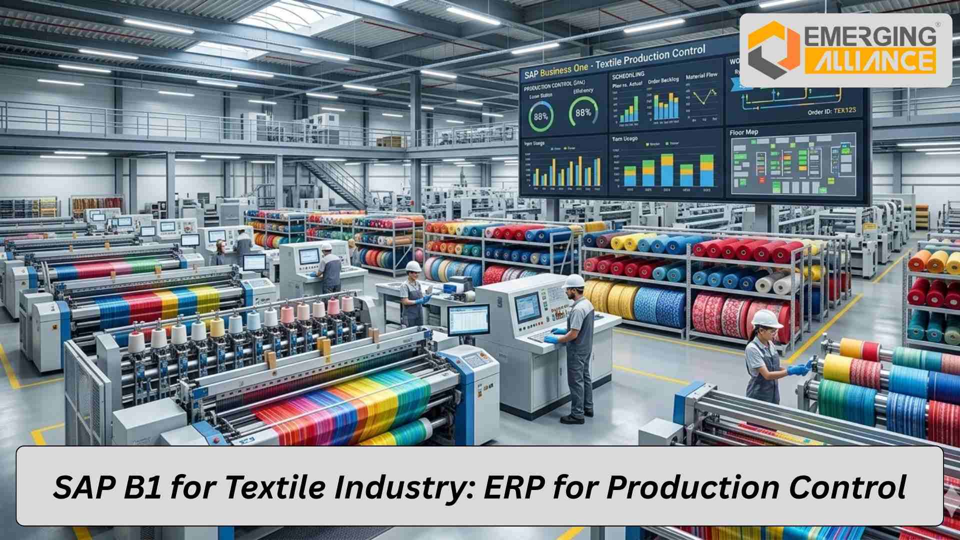 SAP B1 for Textile Industry dashboard showing production and inventory management system