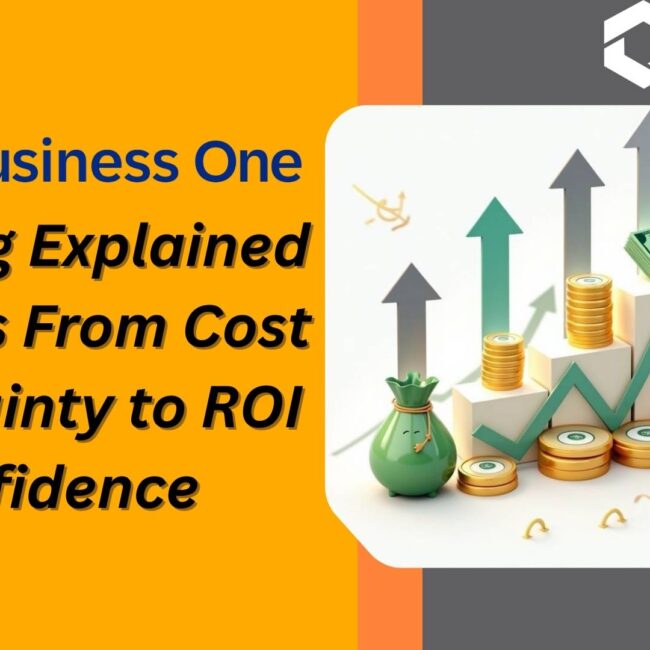 SAP B1 Pricing overview showing SAP Business One cost structure and ROI planning for Indian enterprises