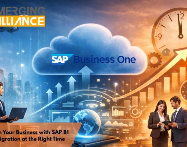 SAP Business One cloud migration showing integration, scalability, and real-time dashboard