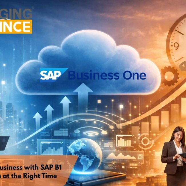 SAP Business One cloud migration showing integration, scalability, and real-time dashboard