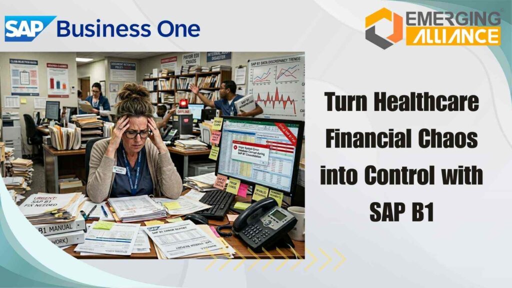 SAP B1 healthcare ERP dashboard showing billing, revenue cycle, and financial analytics for hospitals