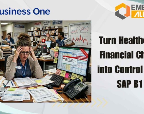 SAP B1 healthcare ERP dashboard showing billing, revenue cycle, and financial analytics for hospitals