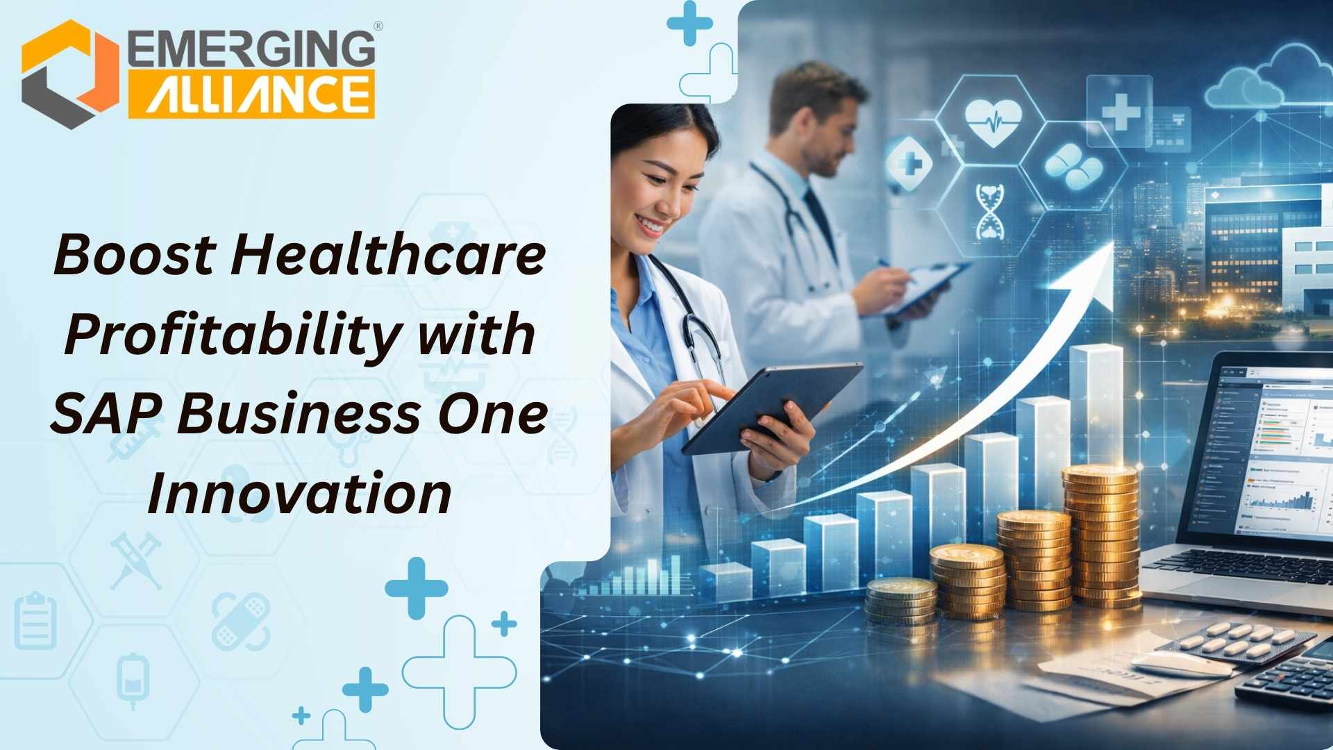 SAP Business One Healthcare dashboard showing financial management and hospital operations insights