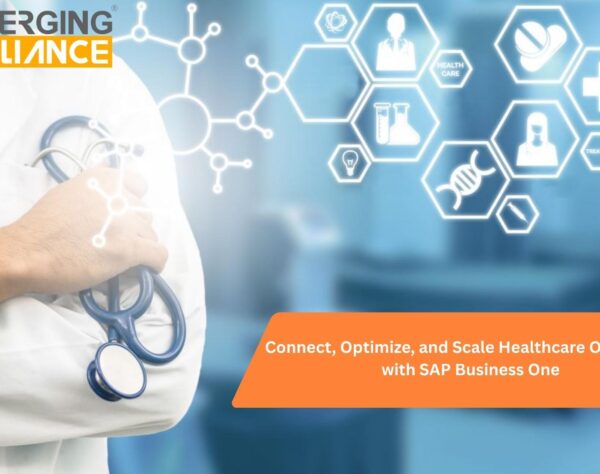 SAP Business One healthcare dashboard showing integrated finance, inventory, and patient workflows