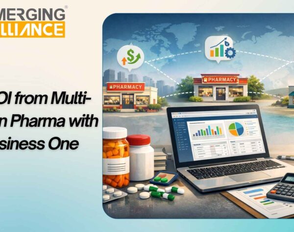 SAP Business One For Pharma dashboard showing real-time visibility across multiple plants, warehouses, and distribution centers