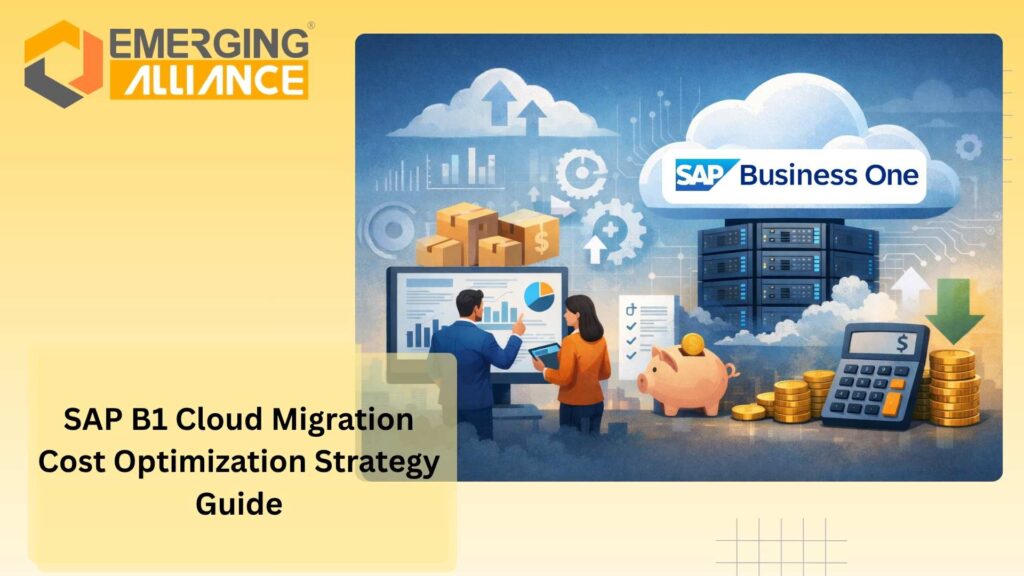 SAP Business One Cloud migration architecture showing cost optimization, workload scaling, and ROI improvement