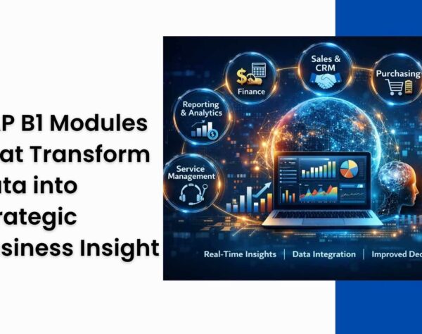 SAP Business One modules dashboard showing finance, sales, and inventory insights in real time