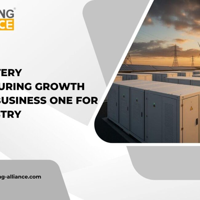 SAP Business One dashboard for BESS battery manufacturing with production, traceability, and inventory management