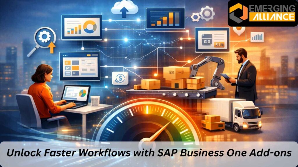 SAP Business One add-ons dashboard showing automated workflows and real-time reporting