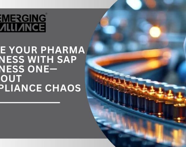SAP Business One Pharma dashboard showing pharma manufacturing, compliance, and inventory control