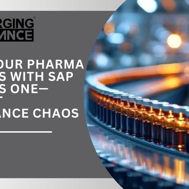 SAP Business One Pharma dashboard showing pharma manufacturing, compliance, and inventory control