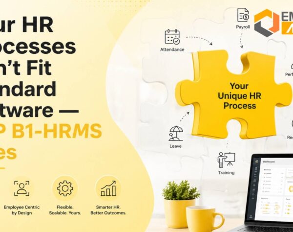 SAP B1 HRMS dashboard showing payroll automation, HR workflows, and enterprise employee management integration.