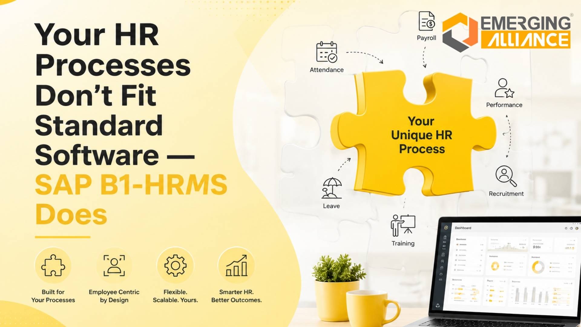 SAP B1 HRMS dashboard showing payroll automation, HR workflows, and enterprise employee management integration.