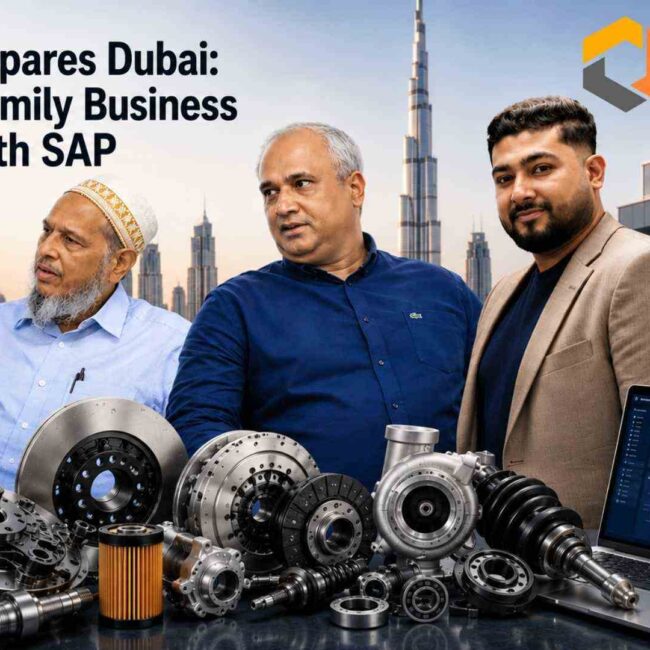 Family team using SAP dashboards in an auto parts business.