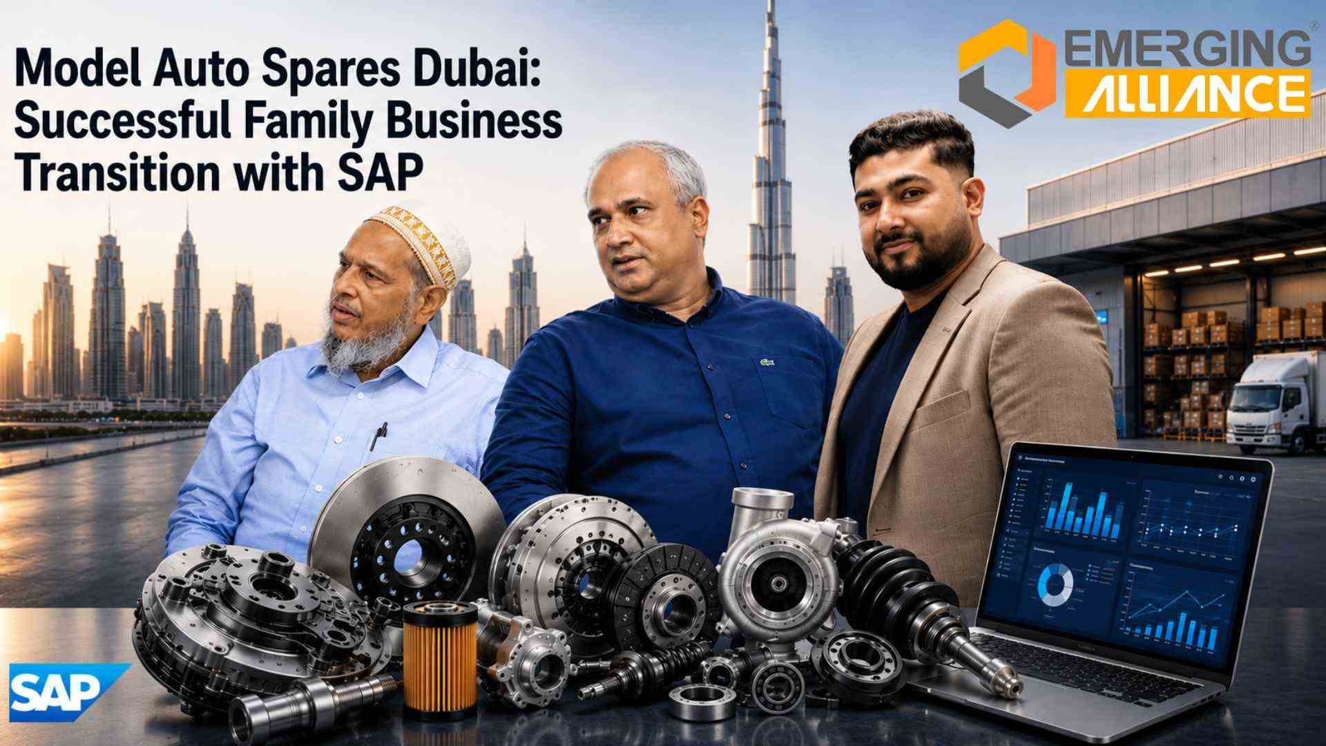Family team using SAP dashboards in an auto parts business.